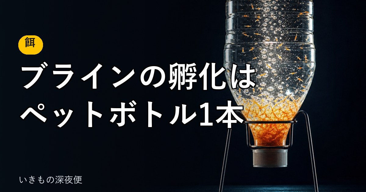 ブラインシュリンプの孵化は、ペットボトル1本で足りる。ろ過槽の水温を借りる方法